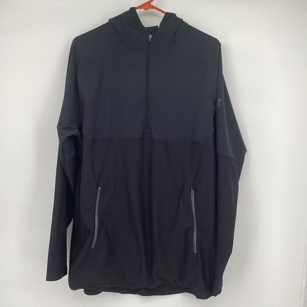 EUC Mens Under Armour 1/2 Zip Hooded Pullover - Black -XL‎